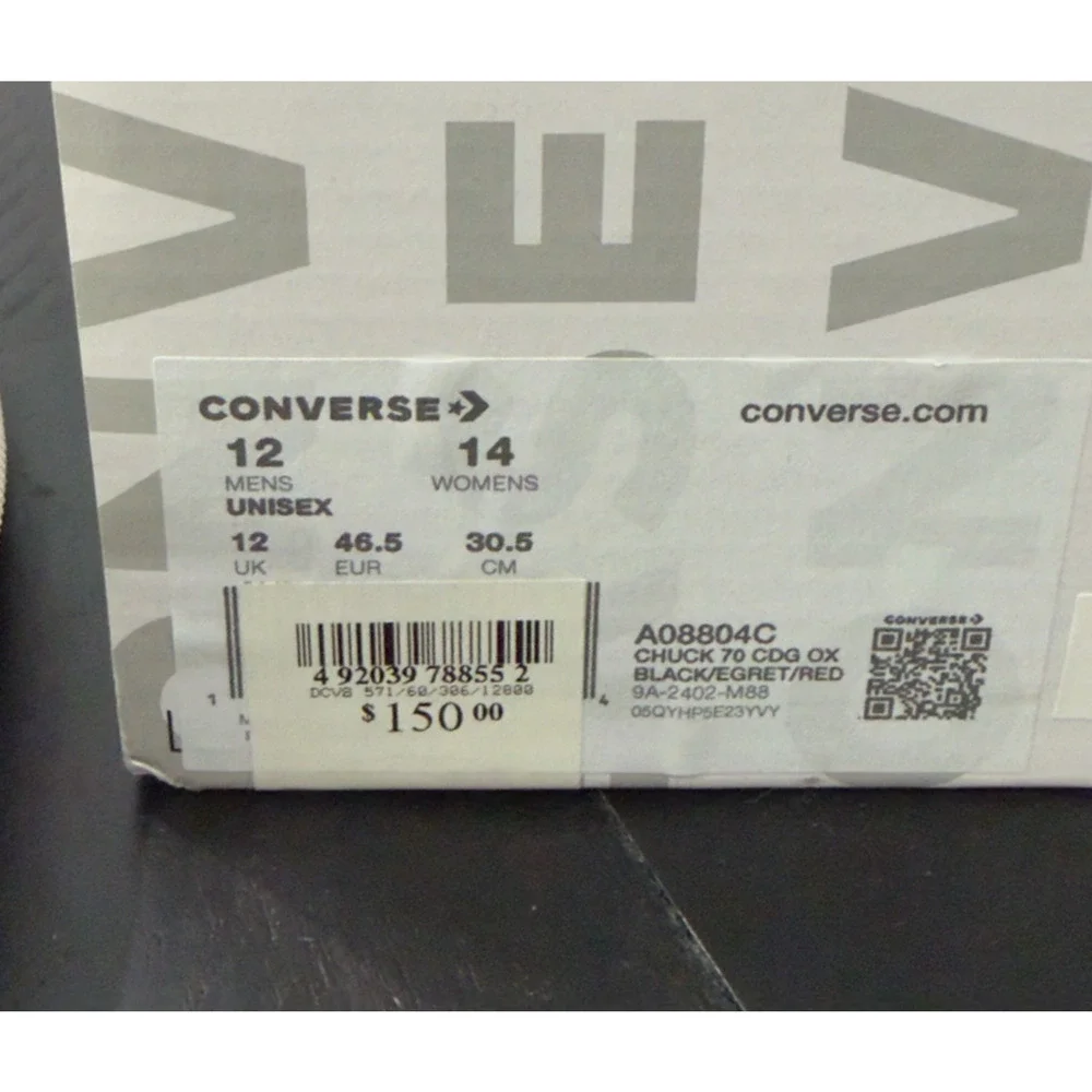 NWT Comme des Garçons PLAY x Converse Chuck 70 Low 'Small Red Heart-B,$150 MSRP - Picture 5 of 5